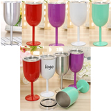 10oz Double Wall Stainless Steel Goblet With Lid