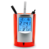 Electronic Pen Holder with Clock