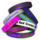 Embossed and color filled silicone wristband