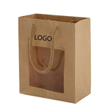Natural Kraft Paper Shopper Tote Bag With Transparent Window